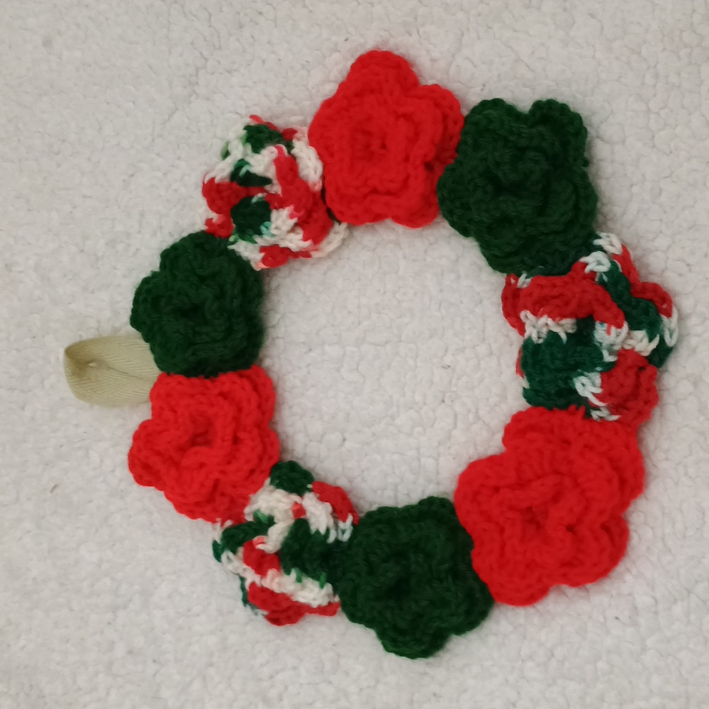 Handmade Crocheted Small Holiday Wreath